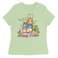 Matcha easter bunny family wıth carrots and eggs Ladies Tee - AdoDesignShop