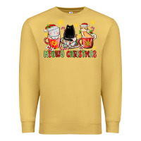 Antique Gold meowy christmas cats coffee cups Premium Sweatshirt - MaliasSmallBusiness
