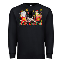 Black meowy christmas cats coffee cups Premium Sweatshirt - MaliasSmallBusiness
