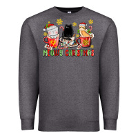 Charcoal Heather meowy christmas cats coffee cups Premium Sweatshirt - MaliasSmallBusiness