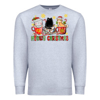 Heather Grey meowy christmas cats coffee cups Premium Sweatshirt - MaliasSmallBusiness
