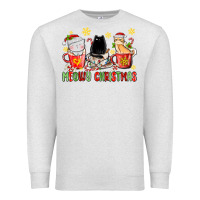 Oatmeal Heather meowy christmas cats coffee cups Premium Sweatshirt - MaliasSmallBusiness