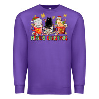 Purple meowy christmas cats coffee cups Premium Sweatshirt - MaliasSmallBusiness
