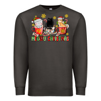 Smoke meowy christmas cats coffee cups Premium Sweatshirt - MaliasSmallBusiness