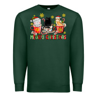 Sports Green meowy christmas cats coffee cups Premium Sweatshirt - MaliasSmallBusiness