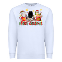 White meowy christmas cats coffee cups Premium Sweatshirt - MaliasSmallBusiness