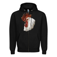 Black Leghorn Rooster Head Zipper Hoodie - LillyAllenDesigns