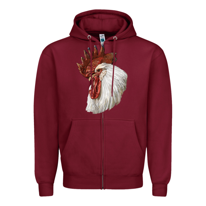 Leghorn Rooster Head Zipper Hoodie by LillyAllenDesigns | Teevron
