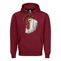 Burgundy Leghorn Rooster Head Zipper Hoodie - LillyAllenDesigns