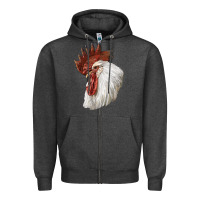 Charcoal Heather Leghorn Rooster Head Zipper Hoodie - LillyAllenDesigns