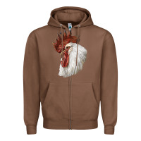 Chestnut Leghorn Rooster Head Zipper Hoodie - LillyAllenDesigns