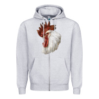 Heather Grey Leghorn Rooster Head Zipper Hoodie - LillyAllenDesigns