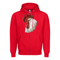 Red Leghorn Rooster Head Zipper Hoodie - LillyAllenDesigns