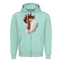 Seafoam Leghorn Rooster Head Zipper Hoodie - LillyAllenDesigns