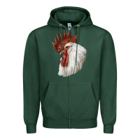 Sports Green Leghorn Rooster Head Zipper Hoodie - LillyAllenDesigns
