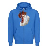 True Royal Leghorn Rooster Head Zipper Hoodie - LillyAllenDesigns
