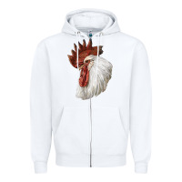 White Leghorn Rooster Head Zipper Hoodie - LillyAllenDesigns