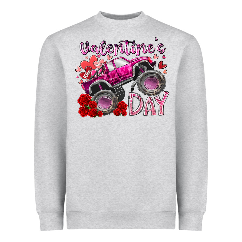Valentines Day Monster Truck Heavyweight Sweatshirt by RacoonDesign | Teevron