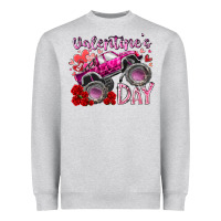 Heather Grey valentines day monster truck Heavyweight Sweatshirt - RacoonDesign