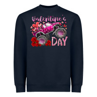 Navy valentines day monster truck Heavyweight Sweatshirt - RacoonDesign