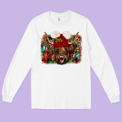 Highland Cow Christmas Long Sleeve Tee Designed By Jahusdesignshop