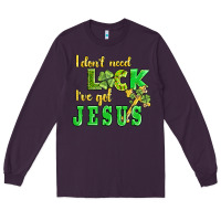 Plum i dont need luck i have got jesus Long Sleeve Tee - AdoDesignShop