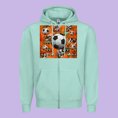 Soccer Aztec Glitter Tumbler Zipper Hoodie Designed By Jasminsmagicworld