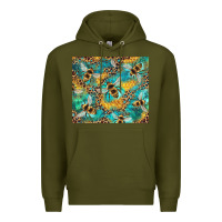 Army Green honeycomb and bees with leopard Premium Hoodie - Artiststas