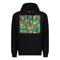Black honeycomb and bees with leopard Premium Hoodie - Artiststas