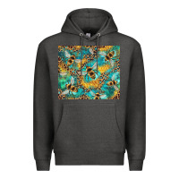 Charcoal Heather honeycomb and bees with leopard Premium Hoodie - Artiststas