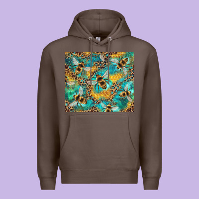 Honeycomb And Bees With Leopard Premium Hoodie Designed By Artiststas