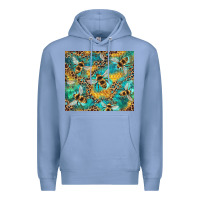 Colony Blue honeycomb and bees with leopard Premium Hoodie - Artiststas