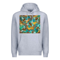 Heather Grey honeycomb and bees with leopard Premium Hoodie - Artiststas