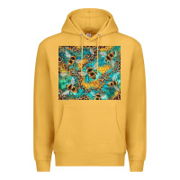 Mustard honeycomb and bees with leopard Premium Hoodie - Artiststas