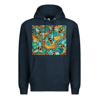 Navy honeycomb and bees with leopard Premium Hoodie - Artiststas