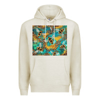 Oatmeal Heather honeycomb and bees with leopard Premium Hoodie - Artiststas