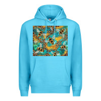 Ocean Blue honeycomb and bees with leopard Premium Hoodie - Artiststas