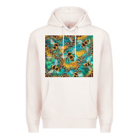 Pale Pink honeycomb and bees with leopard Premium Hoodie - Artiststas
