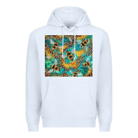 White honeycomb and bees with leopard Premium Hoodie - Artiststas