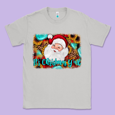 It's Christmas Y'all Background Classic Tee Designed By Jahusdesignshop