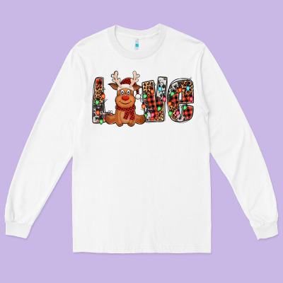 Love Christmas Reindeer Long Sleeve Tee Designed By Jasminsmagicworld