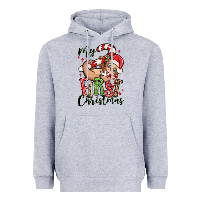 My First Christmas Cute Christmas Sloth Heavyweight Hoodie by MaliasSmallBusiness | Teevron