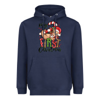 Navy my first christmas cute christmas sloth Heavyweight Hoodie - MaliasSmallBusiness