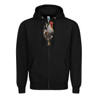 Black cream legbar rooster Zipper Hoodie - LillyAllenDesigns