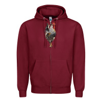 Burgundy cream legbar rooster Zipper Hoodie - LillyAllenDesigns