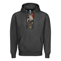 Charcoal Heather cream legbar rooster Zipper Hoodie - LillyAllenDesigns