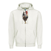 Oatmeal Heather cream legbar rooster Zipper Hoodie - LillyAllenDesigns