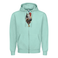 Seafoam cream legbar rooster Zipper Hoodie - LillyAllenDesigns
