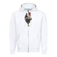 White cream legbar rooster Zipper Hoodie - LillyAllenDesigns