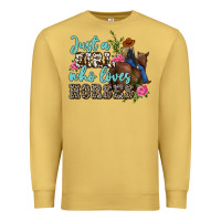 Antique Gold just a girl who loves horses Premium Sweatshirt - MaliasSmallBusiness